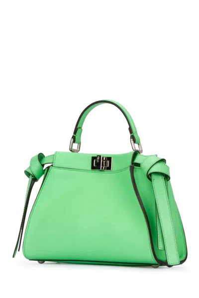 Shop Fendi Peekaboo Mini Leather Handbag In Green