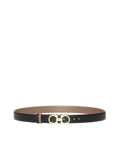 Shop Ferragamo Belts In Caraway Seed || Nero