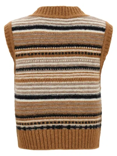 Shop Ganni Brown Wool Knitwear In Printed