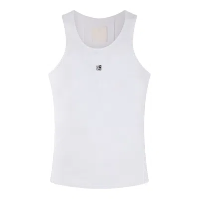 Givenchy Women's White Logo-plaque Cropped Ribbed Cotton-jersey Tank Top In White