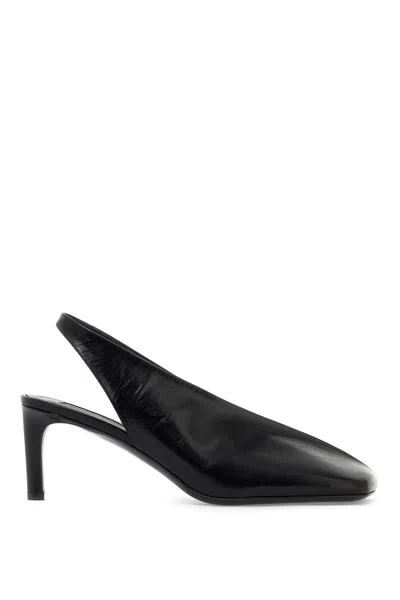 Shop Jil Sander Leather Slingback Pumps In Black