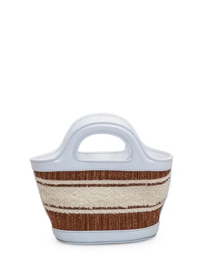 Marni Borsa A Mano Tropicalia Summer Micro Bicolor In Rafia E Pelle Donna In White
