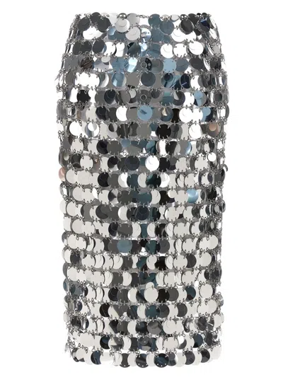 Shop Rabanne Midi Skirt In Silver