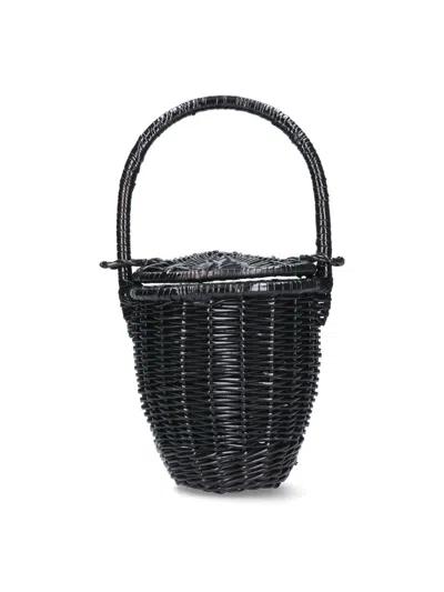 Patou Borsa A Secchiello In Vimini In Black