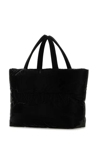 Saint Laurent Quilted Rectangular Shopping Bag With Soft Texture In Black