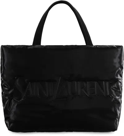 Saint Laurent Quilted Rectangular Shopping Bag With Soft Texture In Black