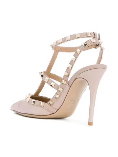 Shop Valentino Garavani Rockstud Leather Pumps In Powder