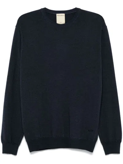 Shop Woolrich Wool Sweater With Logo Embroidery In Blue