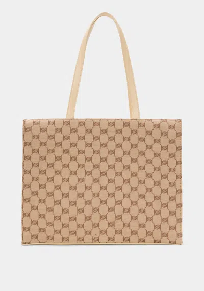 Bebe Serena Large Jacquard Tote In Beige