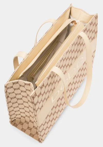Bebe Serena Large Jacquard Tote In Beige