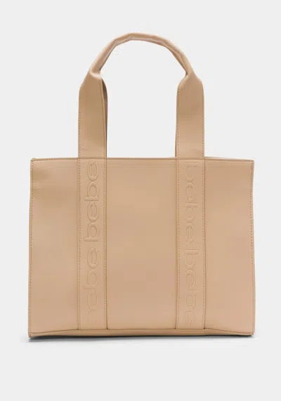 Bebe Hana Polyurethane Tote In Tan