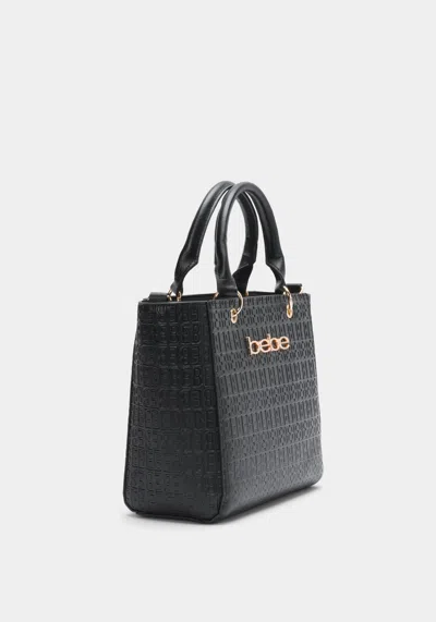 Bebe Celia Embossed Logo Satchel In Black