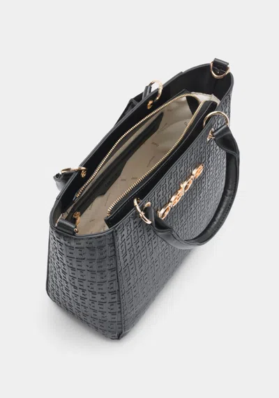 Bebe Celia Embossed Logo Satchel In Black