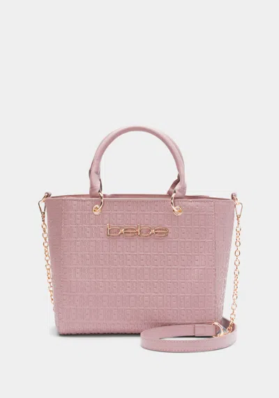 Bebe Celia Embossed Logo Satchel Bag In Dusty Rose