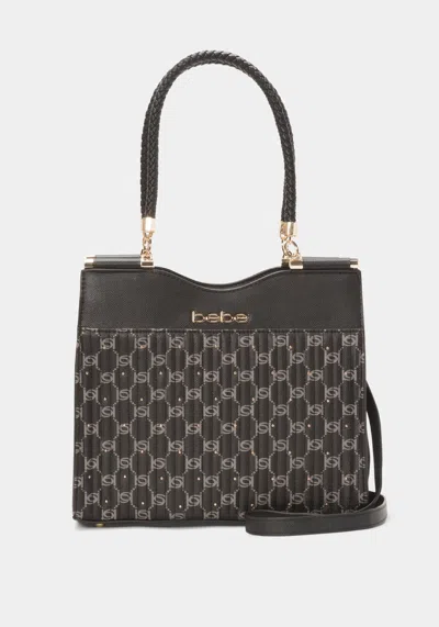 Bebe Cinzia Printed Monogram Satchel In Black