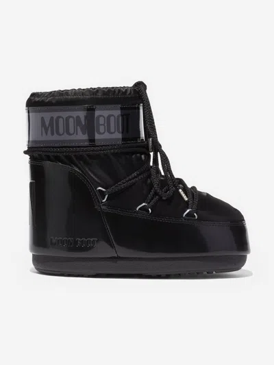 Moon Boot Kids Icon Low Glance Boots In Black