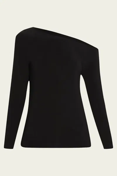 Norma Kamali Black Off-shoulder Top In Tech Fabric Stretch Woman