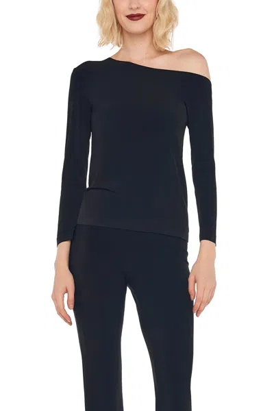 Norma Kamali Black Off-shoulder Top In Tech Fabric Stretch Woman