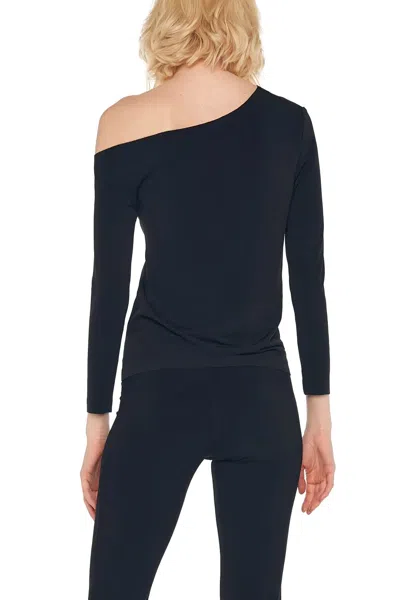 Norma Kamali Black Off-shoulder Top In Tech Fabric Stretch Woman