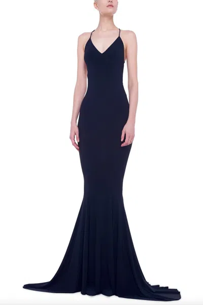 Norma Kamali Low Back Slip Mermaid Fishtail Gown