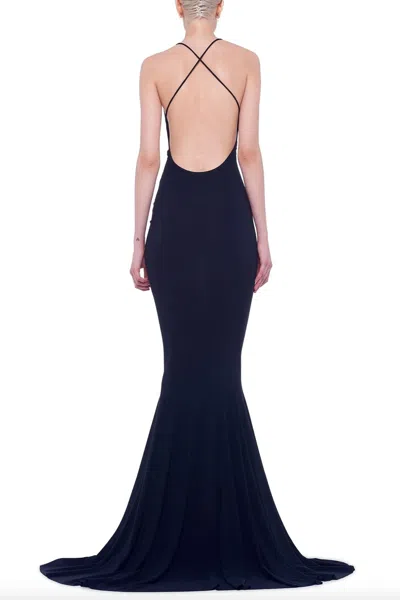 Norma Kamali Low Back Slip Mermaid Fishtail Gown