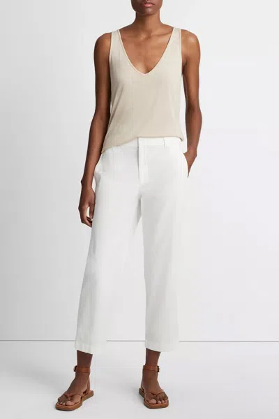 Vince Low-rise Washed Cotton Crop Pants In Off White