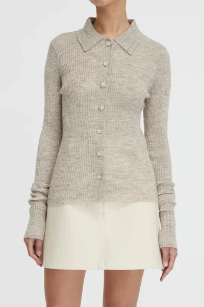 Shop Lee Mathews Mila Ribbed Cardigan In Hazel