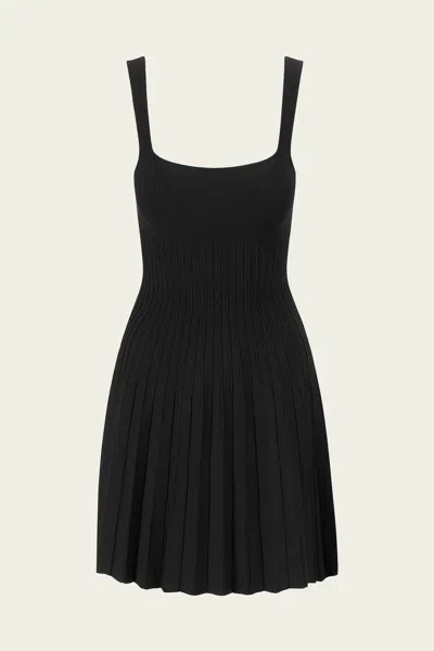 Staud Ellison Stitched-waist Sleeveless Knit Mini Dress In Black