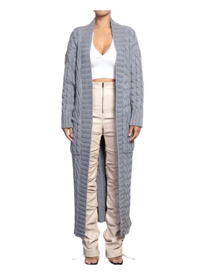 Rehab Long Cable Knit Cardigan Sweater In Grey In Grey