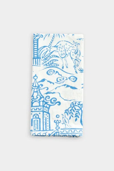 Caspari Pagoda Toile Cloth Dinner Napkins In Blue - Each