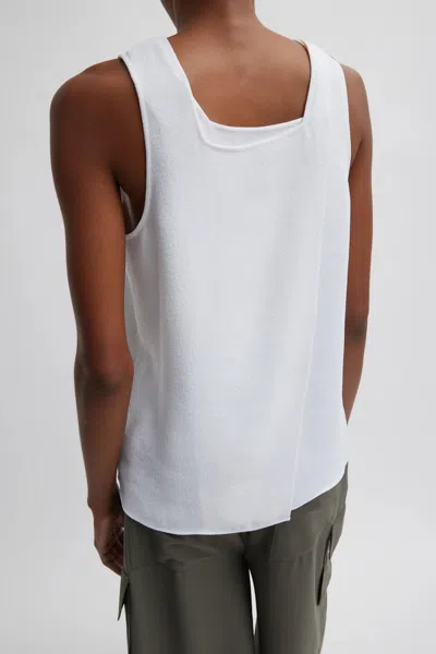 Tibi Pebble Sable Square Neck Cross Back Tank In White