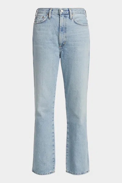 Agolde Blue Jeans With Wide Leg And Logo Patch On The Rear