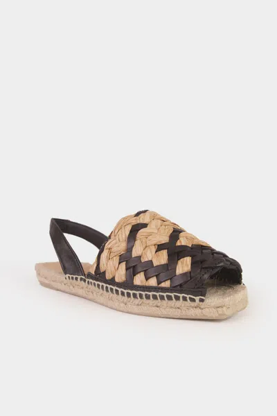 CASTAÃ±ER POMILA FLAT ESPADRILLE IN NATURAL NEGRO 