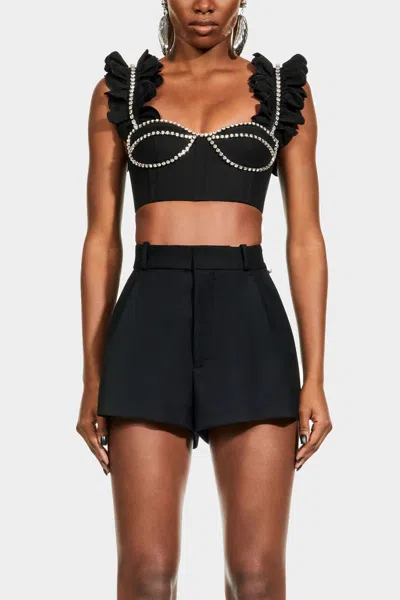 Area Crystal-embellished Cropped Top