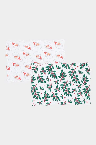 Pink Chicken Quilted Placemat Set Of 2 In Gardenia Santas + Holly