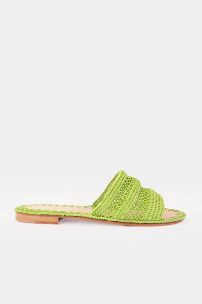 Melocotton Raffia Flat Cut Out Sandal In Green