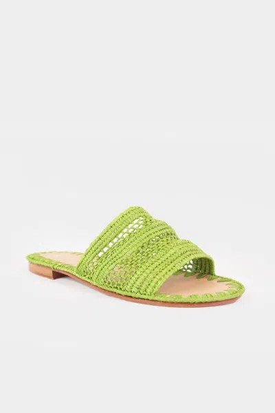 Melocotton Raffia Flat Cut Out Sandal In Green