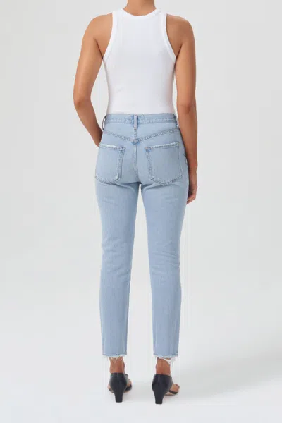 Agolde Riley High Waist Crop Straight Leg Organic Cotton Jeans In Enctr Encounter
