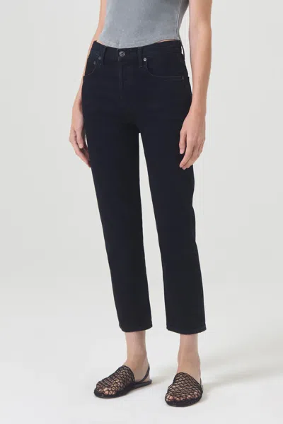 Agolde Riley Hise Rise Straight Crop In Crushed