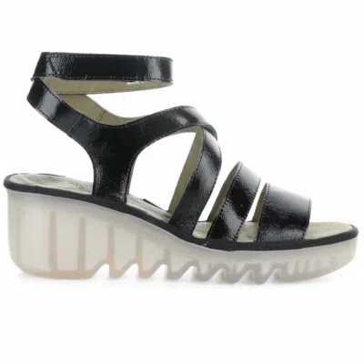 Fly London Bafy Ankle Strap Platform Wedge Sandal In Black