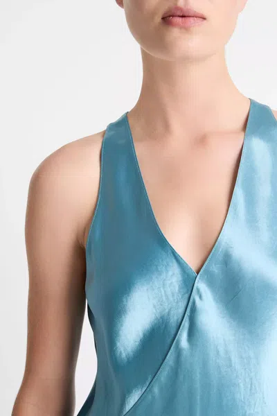 Vince Crossover V-neck Crushed Satin Tank Top