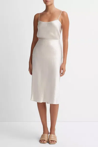 Vince Raw Edge Paneled Slip Skirt In Roselle In Multi