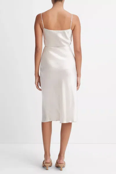 Vince Raw Edge Paneled Slip Skirt In Roselle In Multi