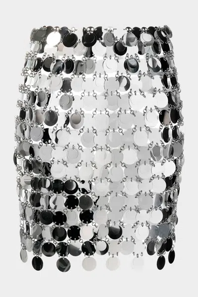 Rabanne Round Sequin Silver Polyester Mini Skirt