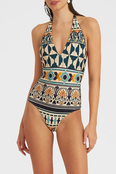 La Doublej Printed Halterneck Swimsuit