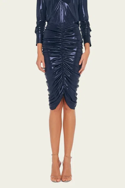 Norma Kamali Shirred Skirt To Knee In True Navy