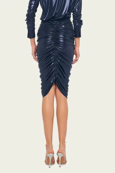 Norma Kamali Shirred Skirt To Knee In True Navy