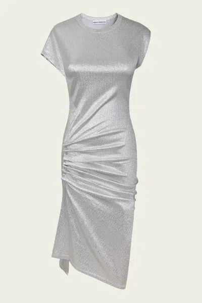Rabanne Asymmetric Ruched Stretch-lurex Dress