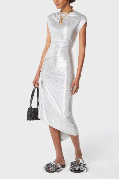 Rabanne Asymmetric Ruched Stretch-lurex Dress