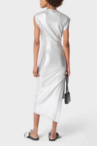Rabanne Asymmetric Ruched Stretch-lurex Dress